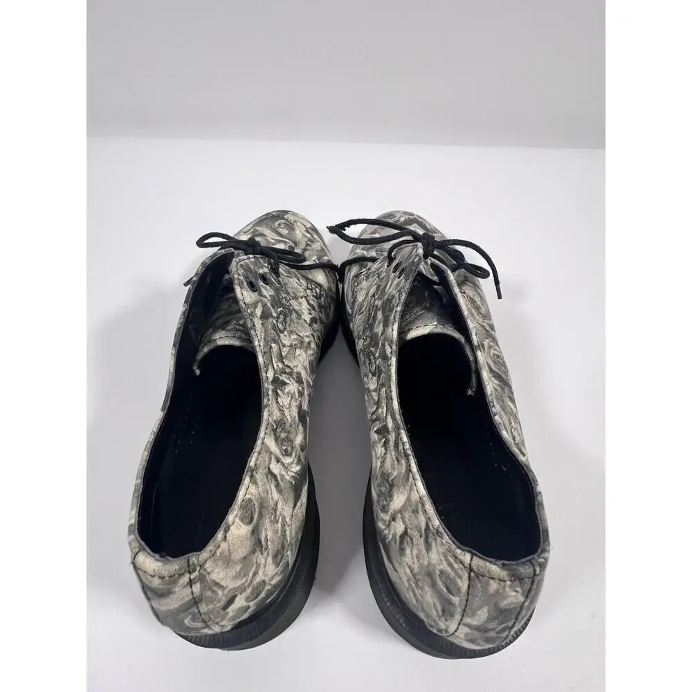 Dr Martens Lester Wild Rose Skull Canvas Oxford Shoes Men 7 Women 8 EU 39